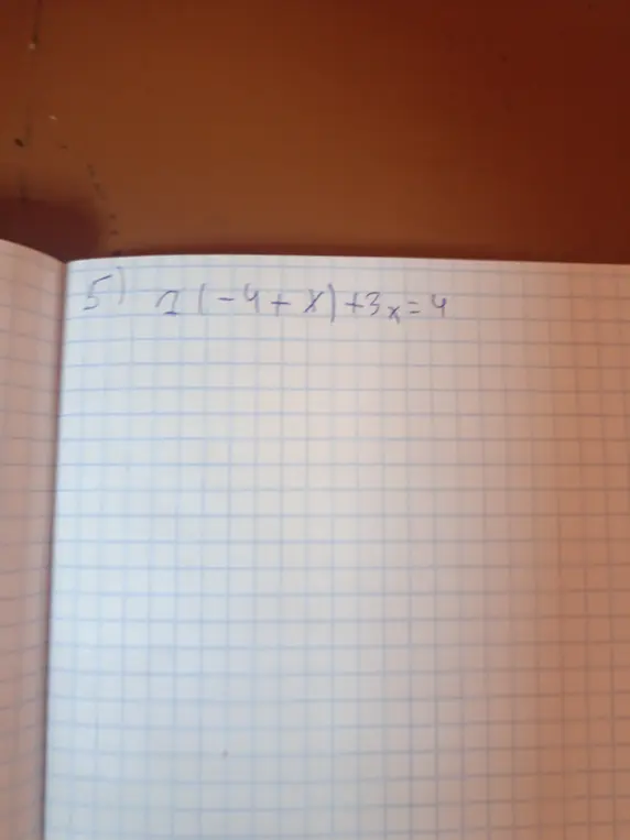 Реши уравнение 7(-4 + x) + 3x = 4