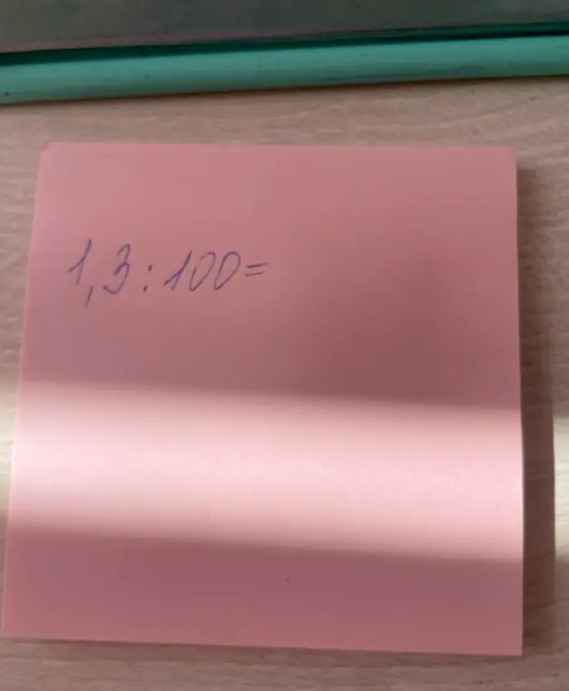 Как разделить 1,3 на 100?