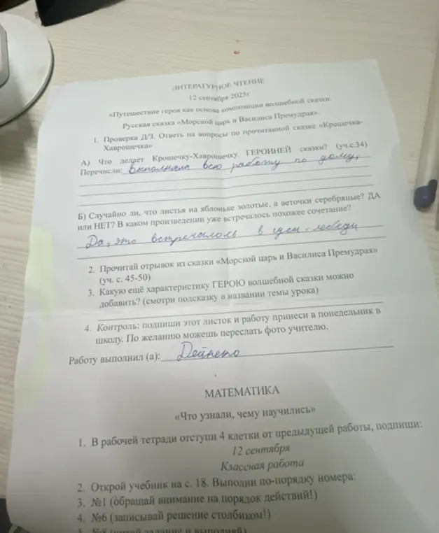 Можешь ли ты выполнить задания по литературе и математике?
