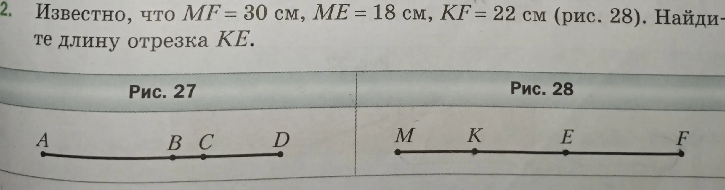 Ты просишь меня найти длину отрезка KE, если MF = 30 см, ME = 18 см, KF = 22 см