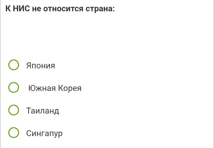Определи, какая страна не относится к НИС