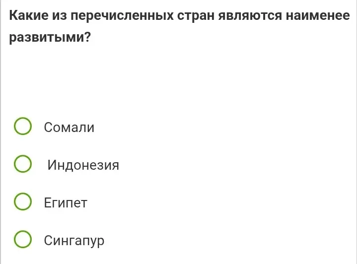 Какие из перечисленных стран являются наименее развитыми?