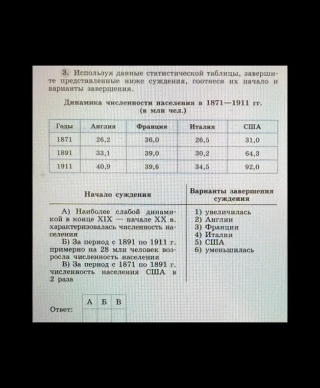 Помоги мне соотнести начало суждения с вариантами завершения по данным таблицы.