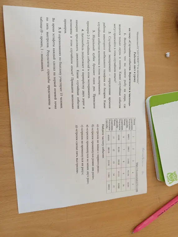 Найди частоту события «стрелок не попал с первого раза»