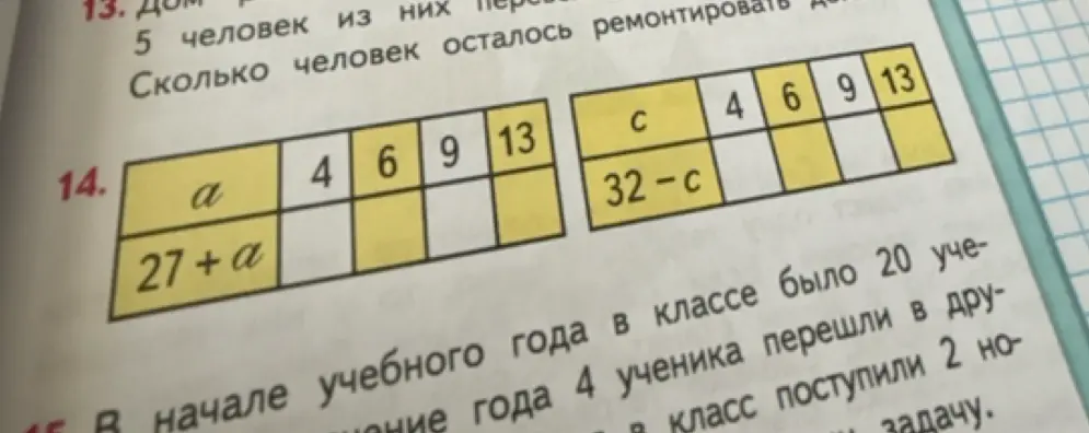 Ты просишь меня заполнить пустые ячейки таблицы в задании 14, используя известные значения и выражения