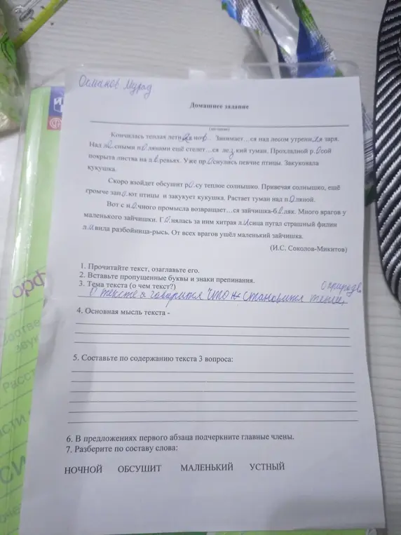 Прочитай текст, озаглавь его