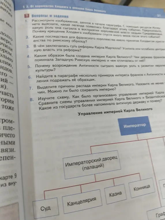 Можешь ли ты ответить на вопросы по тексту об империи Карла Великого?