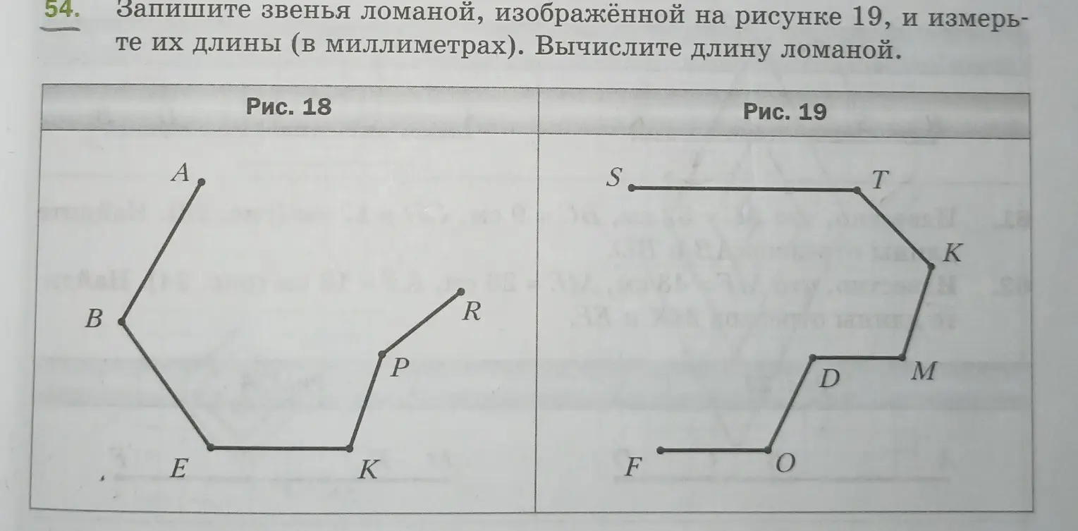 Вычисли длину ломаной, изображённой на рисунке 19