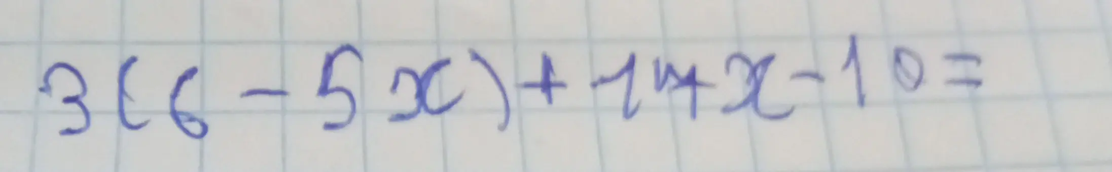 Можешь решить уравнение 3(6-5x)+14x-10=