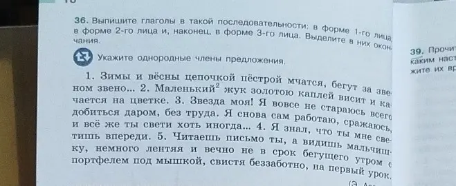 Укажи однородные члены предложения в тексте.