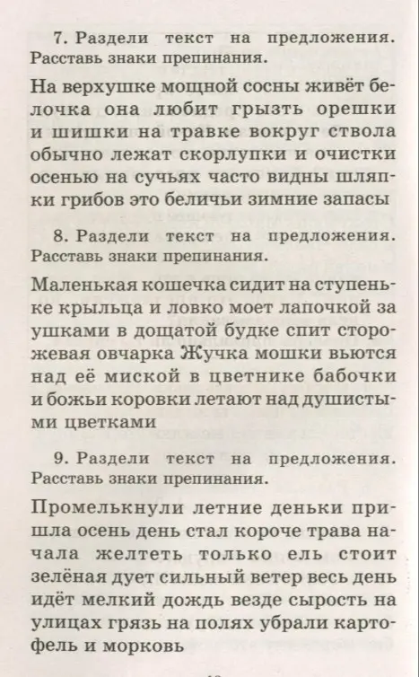Раздели текст на предложения и расставь знаки препинания в отрывке про белочку