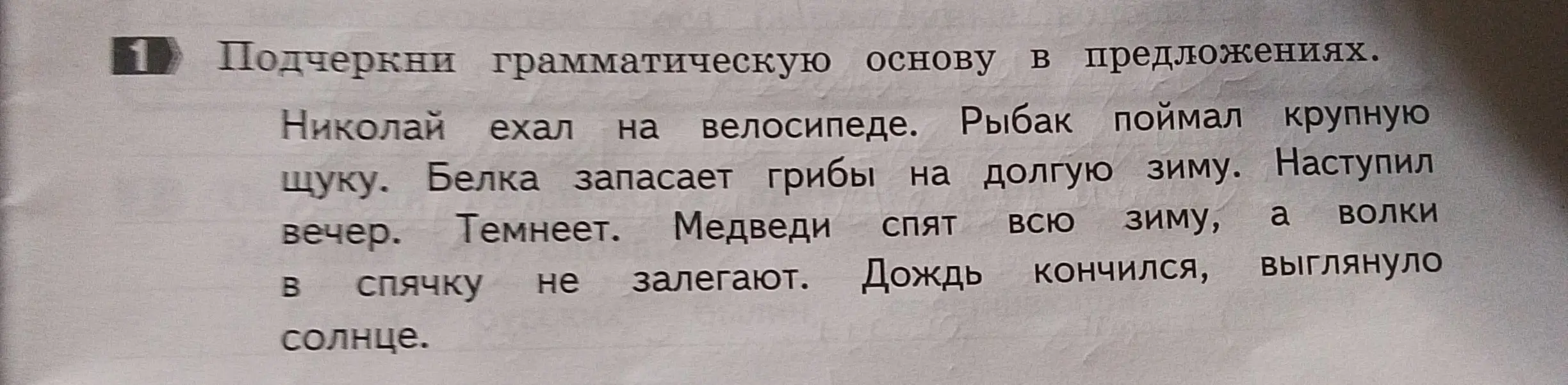 Ты просишь подчеркнуть грамматическую основу в предложениях.