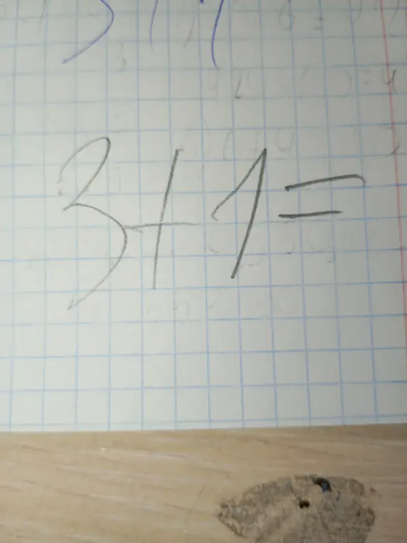 Реши пример 3 + 1 =