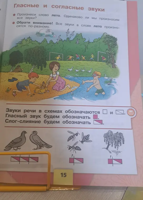 Как в схемах обозначаются звуки речи, гласный звук и слог-слияние?
