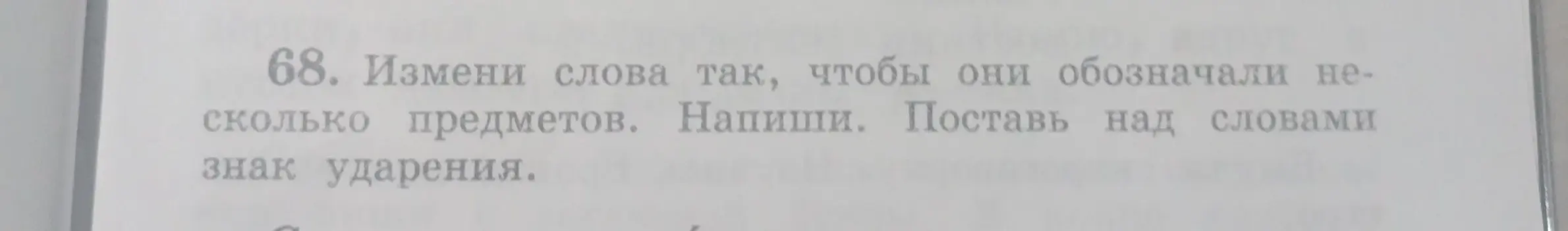 Измени слова так, чтобы они обозначали несколько предметов и поставь над словами знак ударения