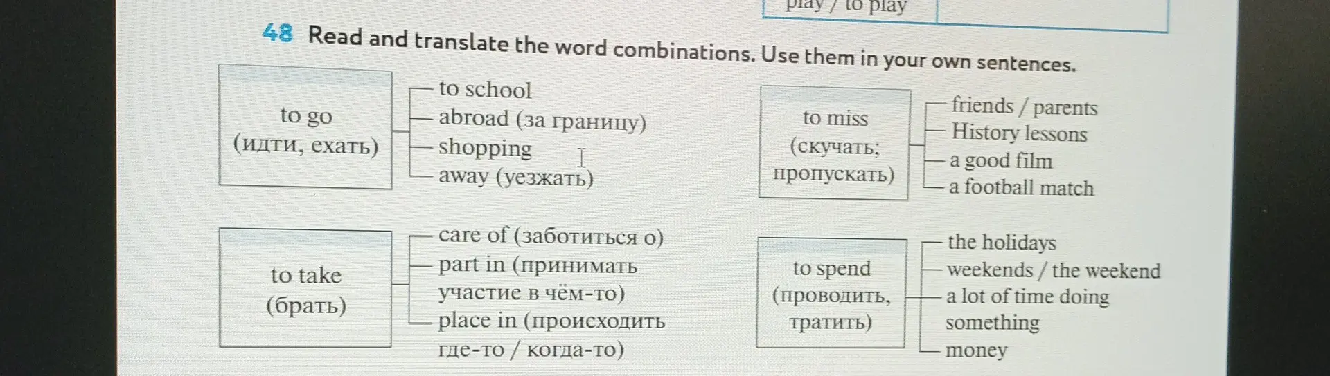 Переведи словосочетания с английского языка