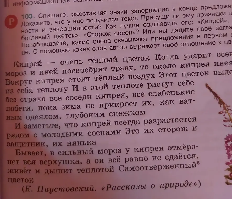 Ты просишь списать текст, расставляя знаки завершения в конце предложений и доказать, что получился текст. А также озаглавить его.