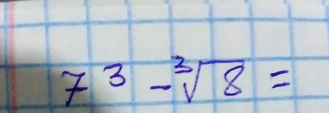 Вычисли значение выражения 7³ - ³√8