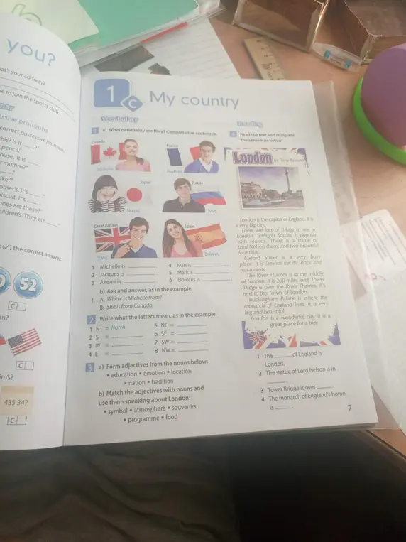 Выполни упражнения 1-4 на странице с темой "My country".