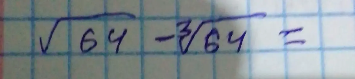 Вычисли значение выражения √64 - ∛64