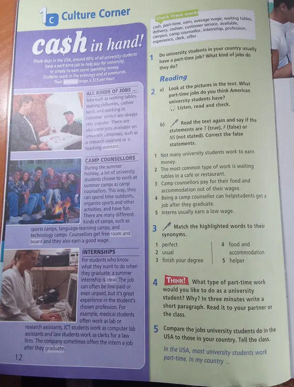 Проверь, верны ли утверждения в тексте (true, false, not stated) и сопоставь выделенные слова с синонимами