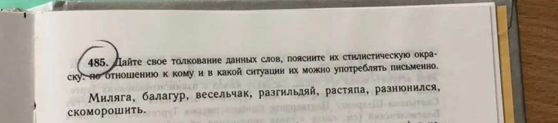 Ты просишь дать толкование словам 'миляга, балагур, весельчак, разгильдяй, растяпа, разнюнился, скоморошить', пояснить их стилистическую окраску по отношению к кому и в какой ситуации их можно употреблять письменно.