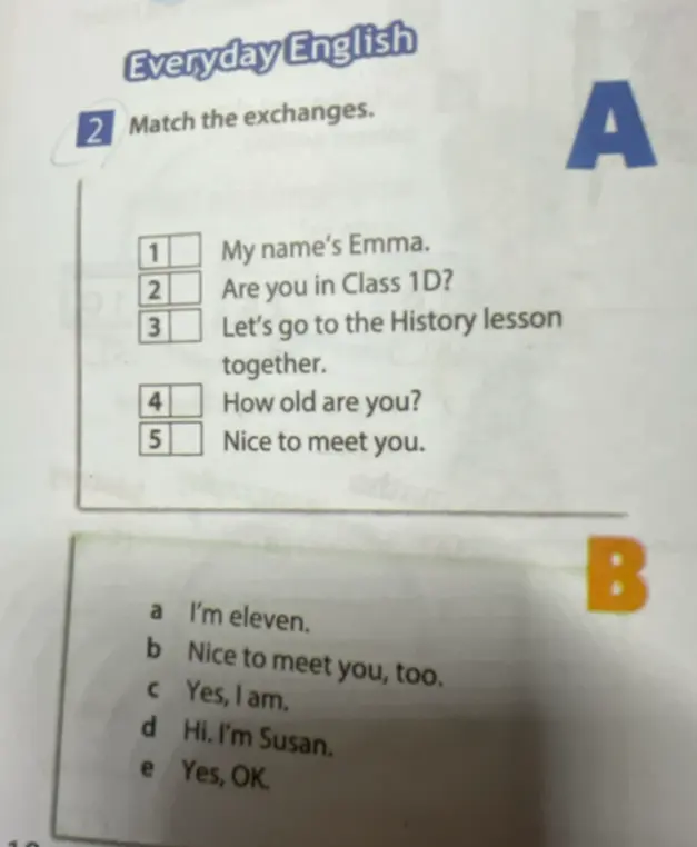 Соедини фразы в упражнении Everyday English