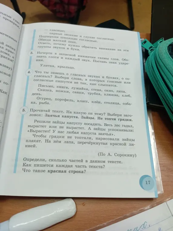 Ты просишь начертить схемы слов, выбрать слова, в которых гласные или согласные пишутся не так, как слышатся, определить, сколько частей в тексте, как пишется каждая часть текста и что такое красная строка.