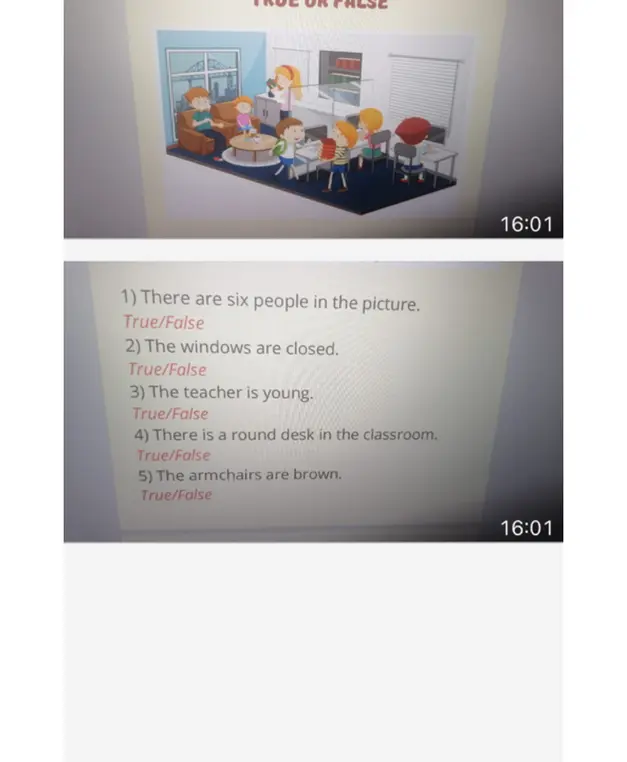 Определи true или false для утверждения 'There are six people in the picture'