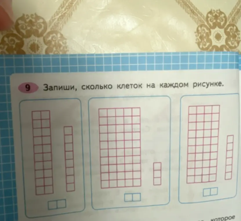 Посчитай, сколько клеток на каждом рисунке