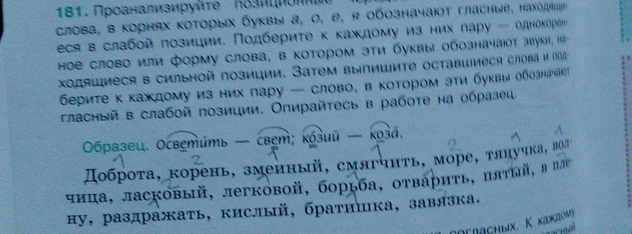 Проанализируй позиционные чередования слова, в корнях которых буквы а, о, е, я обозначают гласные, находящиеся в слабой позиции и подбери к каждому из них пару.
