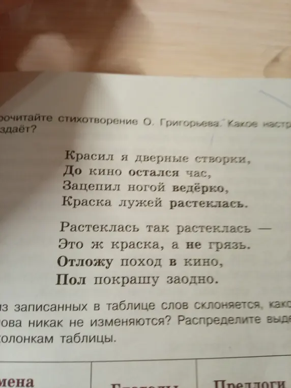 Определи, какое настроение создает стихотворение О. Григорьева?