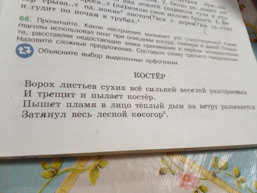 Объясни выбор выделенных орфограмм в упражнении 66