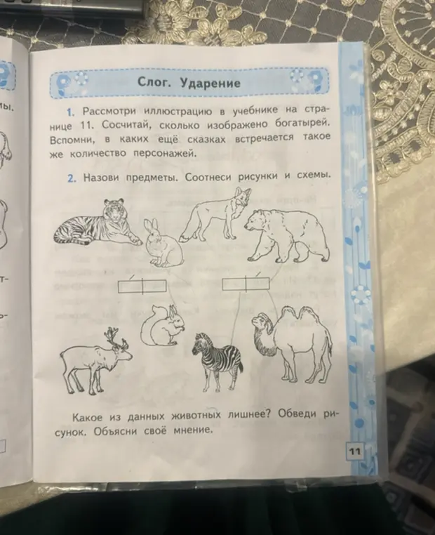 Назови предметы на картинке и скажи, какое из этих животных лишнее и почему.