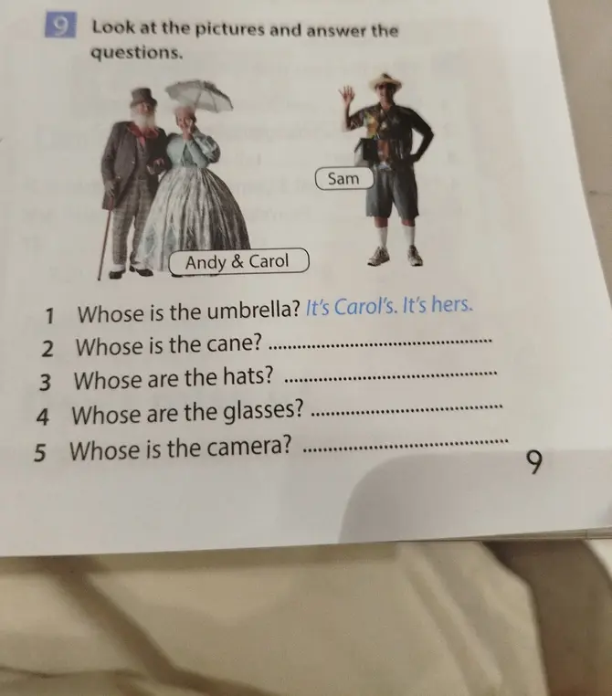 Ответь на вопросы по картинкам: Whose is the cane?