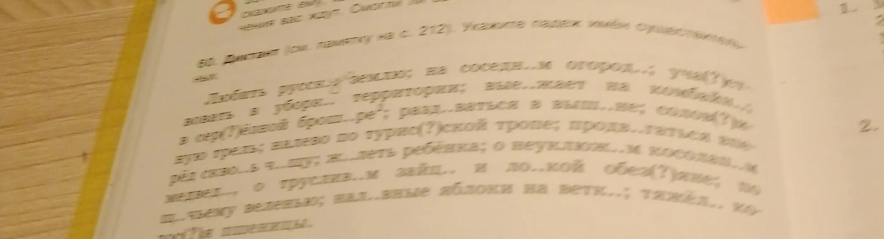 Помоги мне с диктантом: вставить пропущенные буквы и указать падеж имён существительных