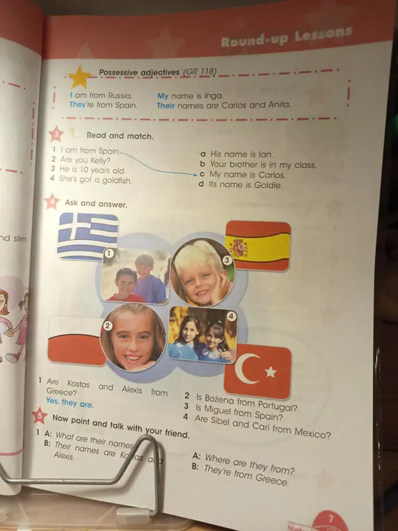 Выполни упражнения Read and match и Ask and answer