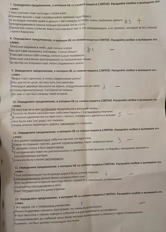 Выпиши предложения, в которых НЕ пишется слитно