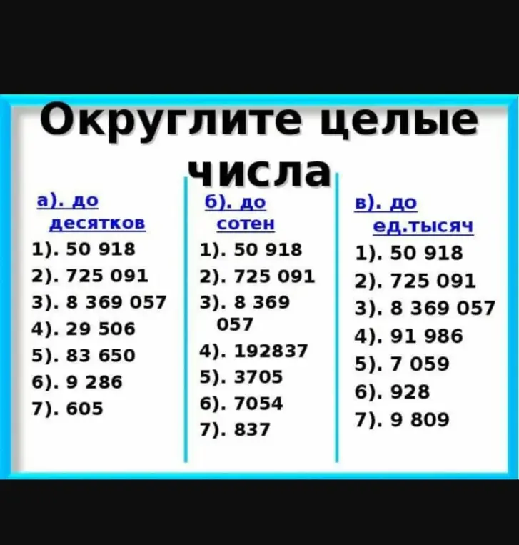 Ты просишь меня округлить числа до десятков, сотен и единиц тысяч.