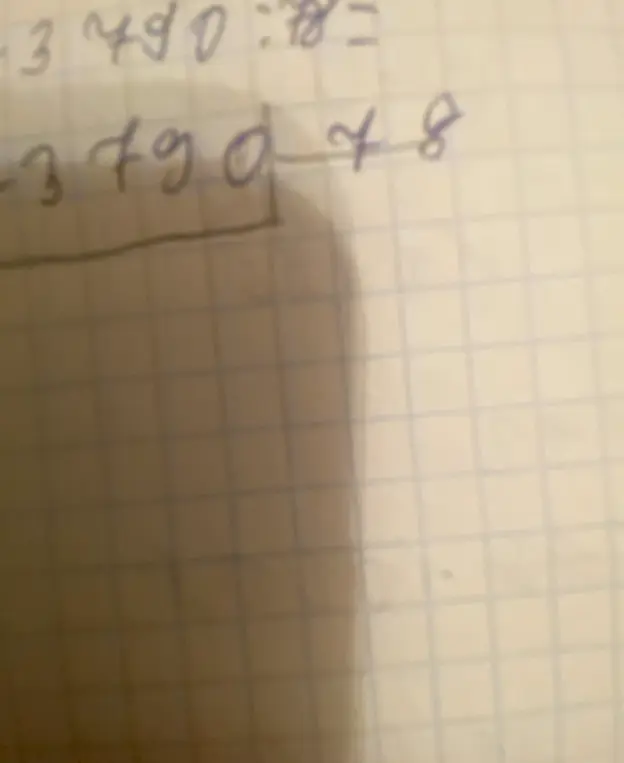 Реши пример деления столбиком 3790 на 78