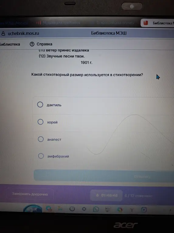 Определи стихотворный размер в стихотворении 'ветер принес издалека'