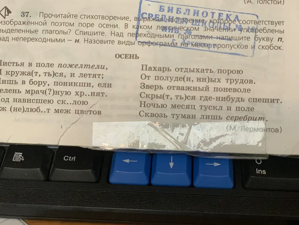 Прочитай стихотворение, выражая настроение, которое соответствует изображённой поэтом поре осени. В каком лексическом значении употреблены выделенные глаголы?