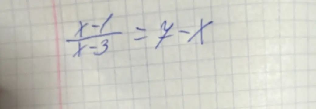 Ты просишь решить уравнение (x-1)/(x-3) = 4-x