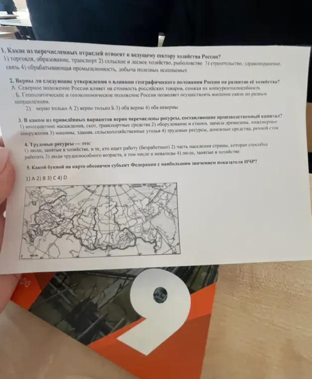 Какие из перечисленных отраслей относят к ведущему сектору хозяйства России?