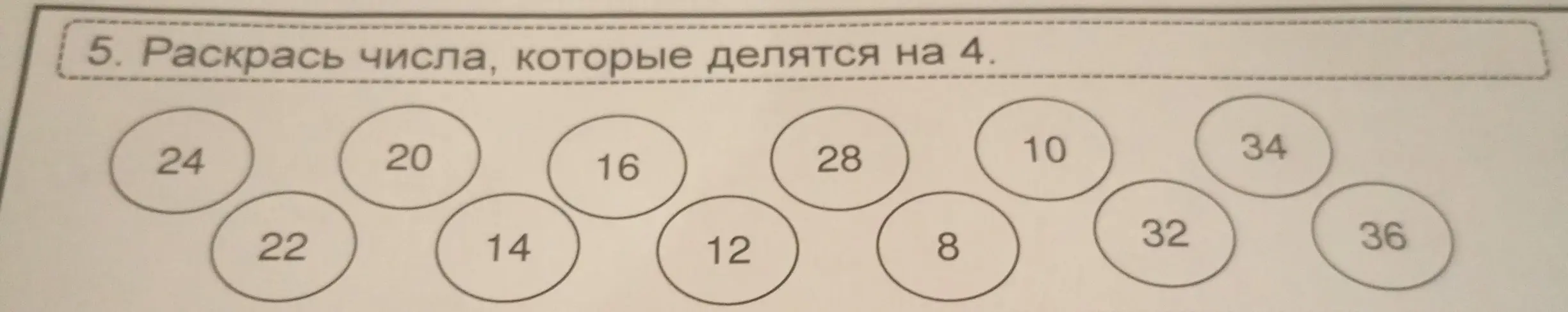 Раскрась числа, которые делятся на 4