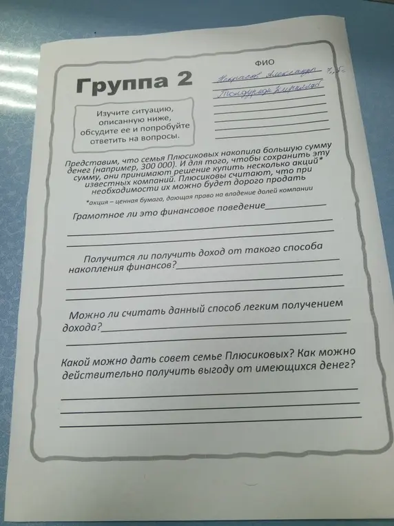 Можешь ли ты объяснить, грамотное ли финансовое поведение семьи Плюсиковых, которая решила купить акции известных компаний?