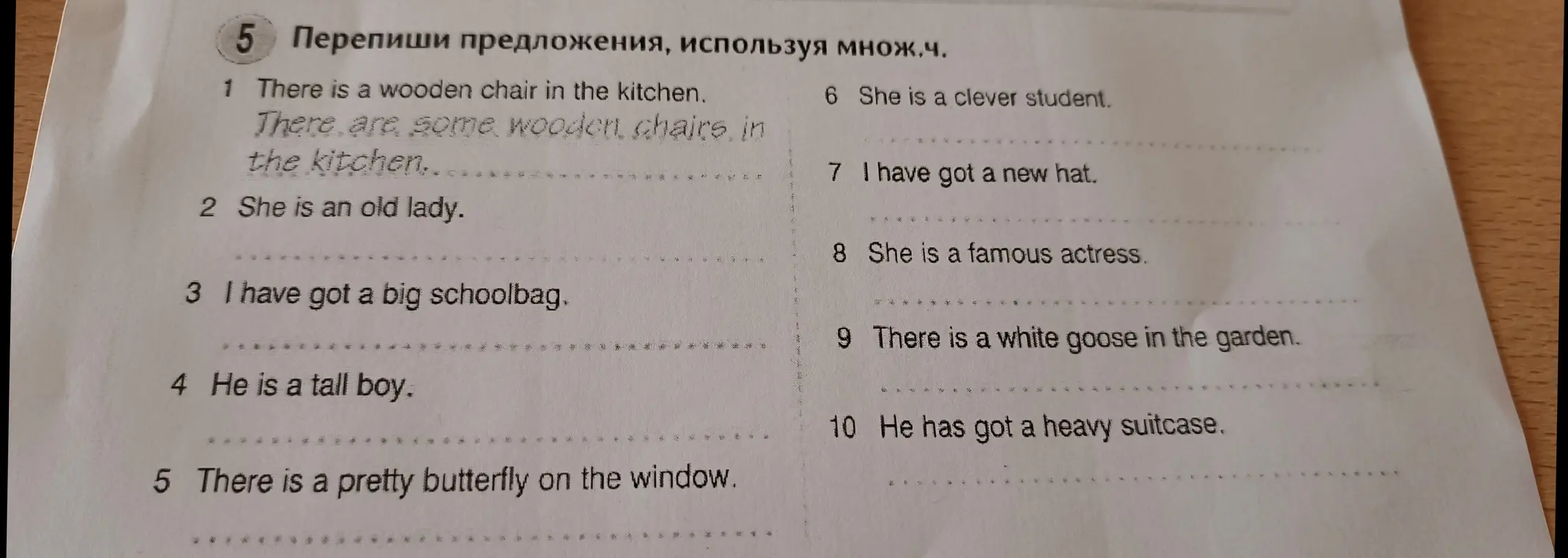 Перепиши предложение 'She is an old lady', используя множественное число