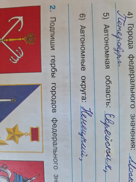 Подскажи, что изображено на гербах городов федерального значения