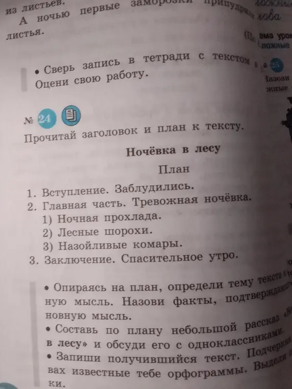 Опираясь на план, определи тему текста и основную мысль