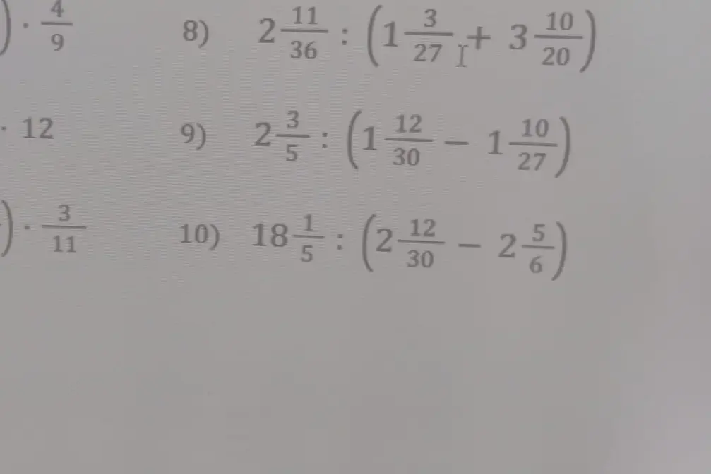 Можешь помочь решить примеры 8, 9, 10 с дробями?
